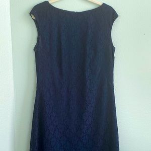 Navy cocktail dress.